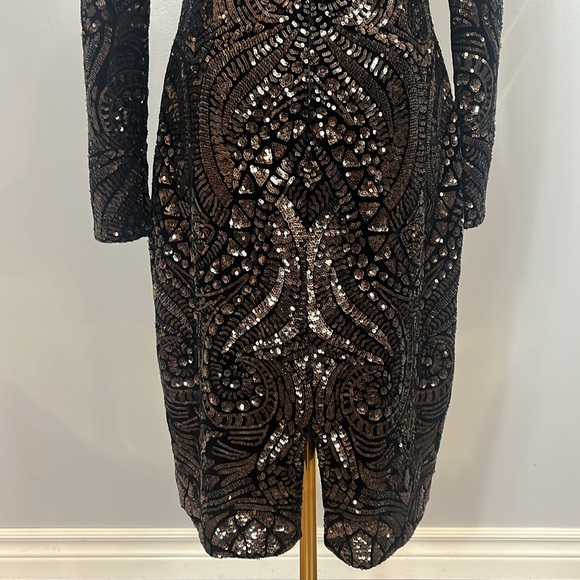 Aqua Black Dress with all over Gold Tone Sequins - Picture 12 of 17